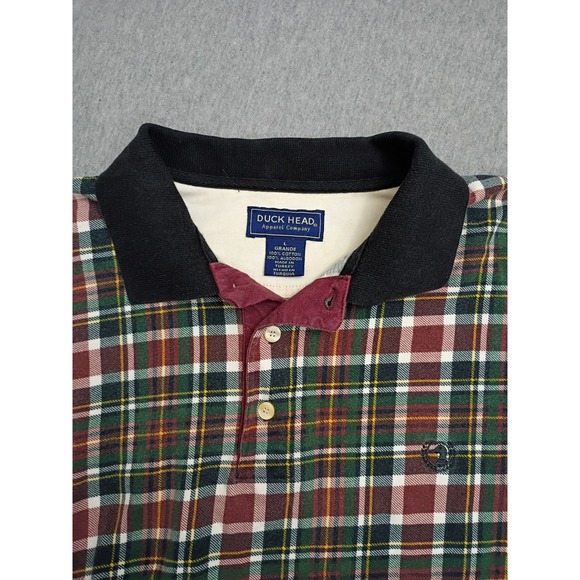 Duck Head Other - Duck Head Mens Long Sleeve Plaid Polo Shirt Green Red Large 100% Cotton